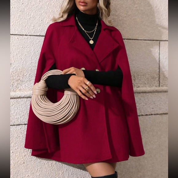 Luxe classic button up double breasted cape jacket - Picture 7 of 16